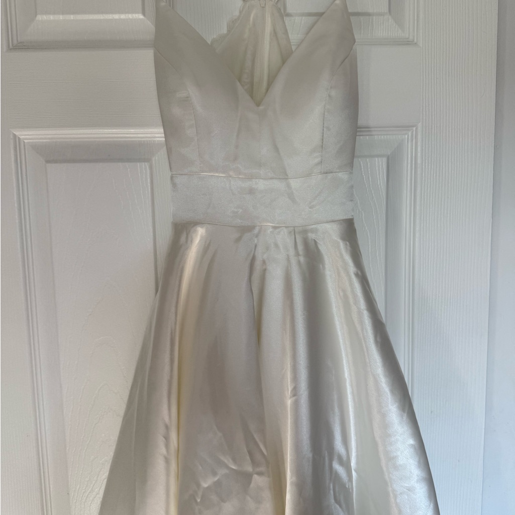 Elegant White Satin Halter Dress